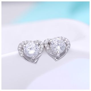 Zundiao Rhinestone Heart Studs