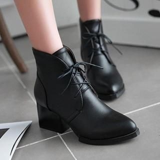 Gizmal Boots Lace-Up Heeled Short Boots