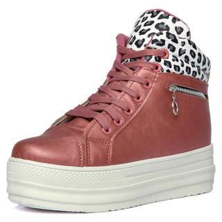 yeswalker Leopard Print Trim Platform Sneakers