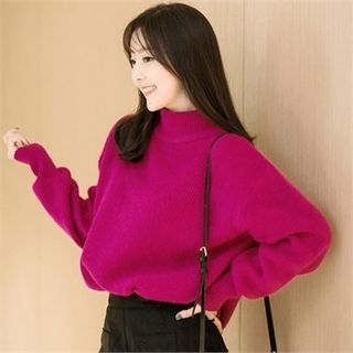 Attrangs Mock-Neck Angora Wool Blend Sweater