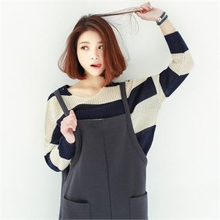 GLAM12 Drop-Shoulder Striped Sweater