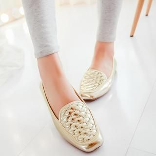 Pangmama Rhinestone Quilted Loafers