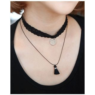 Miss21 Korea Set of 2: Linked Choker & Necklace