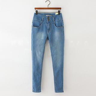 ninna nanna Button-front Cropped Denim Jeans