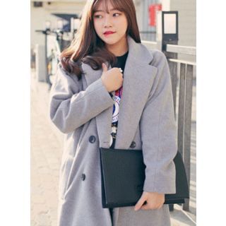 HOTPING Double-Breasted Wool Blend Coat