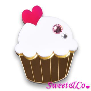 Sweet & Co. Swarovski Crystal Gold White Cupcake Pin Gold - One Size