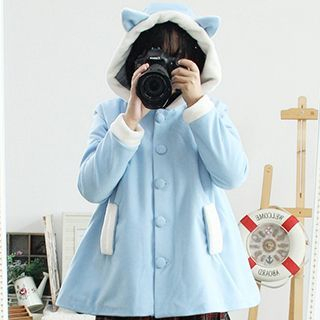 Miss Honey Cat Ear Accent Hooded Jacket