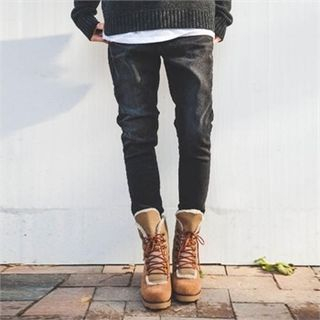 TOMONARI Brushed-Fleece Baggy-Fit Jeans