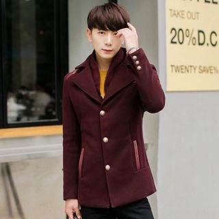 Bay Go Mall Button-Front Woolen Coat