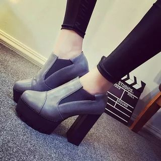 SouthBay Shoes Platform Block Heel Ankle Boots
