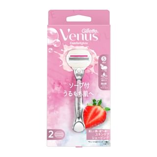 Gillette Japan - Venus Comfortglide Strawberry Field Razor For Moist Skin Body & 2 Blade 1 Set