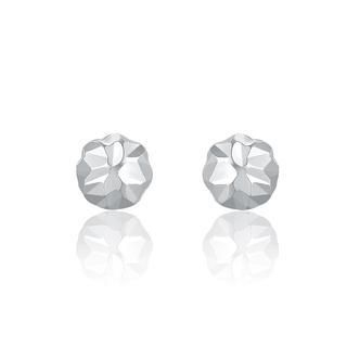 MaBelle 14K White Gold Dainty Ball with Cutting Stud Earrings