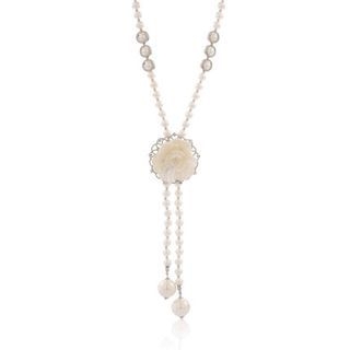 Best Jewellery Faux Pearl Flower Rhinestone Necklace