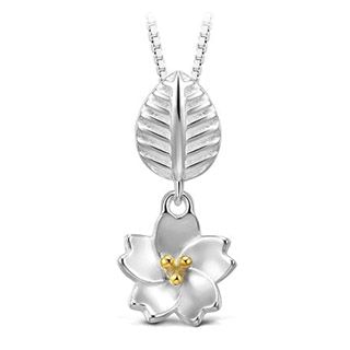T400 Jewelers Sterling Silver Leaf and Flower Necklace