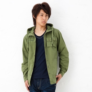Dual-Pocket Hooded Military Jacket