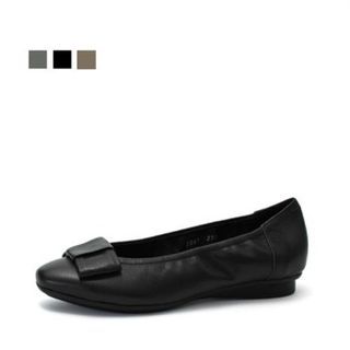 MODELSIS Genuine Leather Bow Accent Flats
