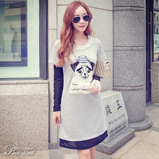 Dabuwawa Long-Sleeve Applique Dress