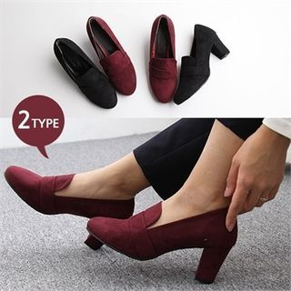 Reneve Chunky-Heel Faux-Suede Pumps