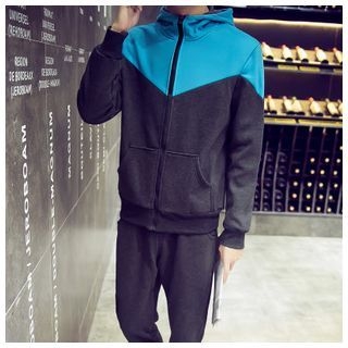 Danjieshi Set: Colour Block Hooded Jacket + Sweatpants