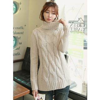 BBAEBBAE Turtleneck Cable-Knit Sweater