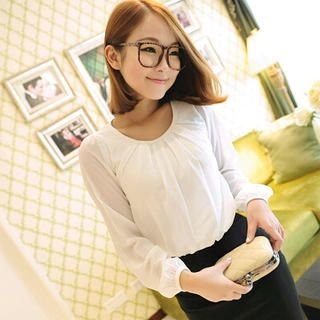 Pleated Chiffon-Panel Dress