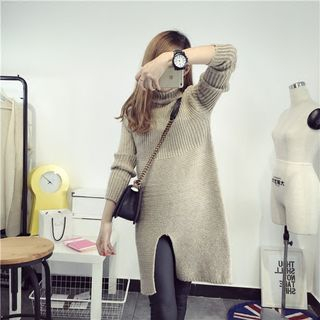 Qimi Cable Knit Slit Sweater