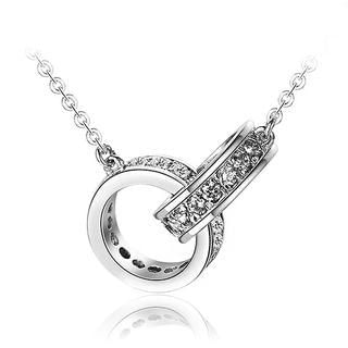 BELEC White Gold Plated 925 Sterling Silver Pendant with White Cubic Zirconia and 45cm Necklace