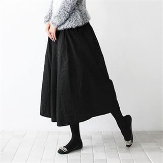 Beccgirl Elastic-Waist A-Line Midi Skirt