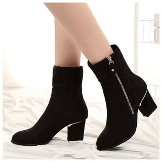 BAYO Zip Block Heel Short Boots