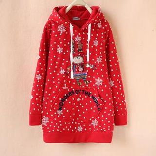 Cute Colors Print Appliqu  Hood Pullover