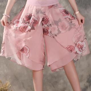 Sayumi Floral Print Chiffon Shorts