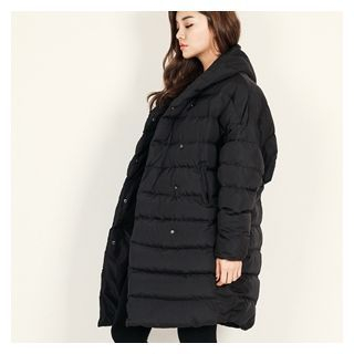 FASHION DIVA Hooded Snap-Button Puffer Coat