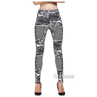 Lynley Contrast Color Print Leggings