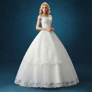 Loree Off Shoulder Lace Ball Gown Wedding Dress