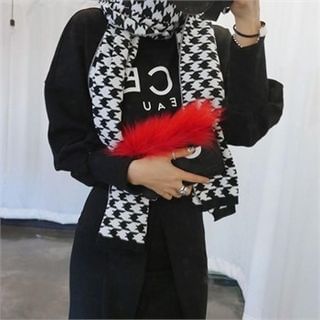 LIPHOP Wool Blend Houndstooth Scarf