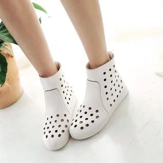 Shoes Galore Perforated Flat Boots