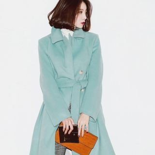 COII Notched-Lapel Wool Blend Coat with Belt