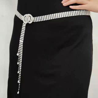 Rhinestone Belt Silver - 120cm