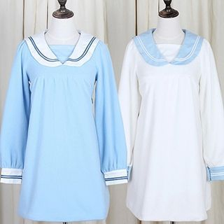 GOGO Girl Long-Sleeve Sailor Collar Dress