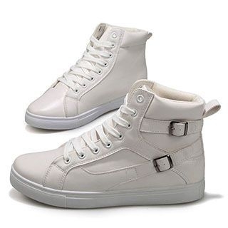 Preppy Boys Buckled High-Top Couple Sneakers