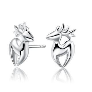 MBLife.com Left Right Accessory - 925 Sterling Silver Reindeer Deer Stud Earrings, Women Girl Jewelry