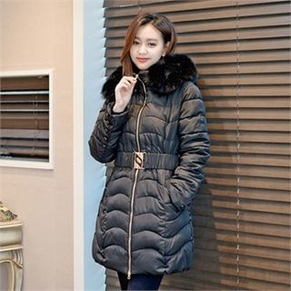 Styleberry Faux-Fur Padded Jacket with Belt