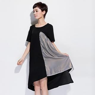 OnceFeel Asymmetric Panel Short Sleeved Chiffon Dress