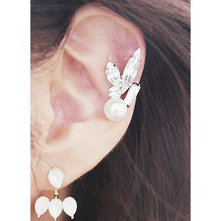 kitsch island Faux Pearl Rhinestone Ear Cuff