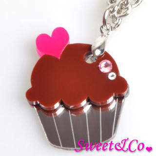 Sweet & Co. Sweet&Co Mini Chocolate Cupcake Crystal Silver Necklace Silver - One Size