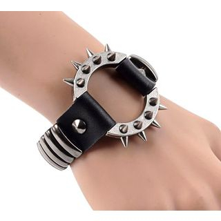 Trend Cool Spiked Ring-Accent Faux-Leather Bracelets