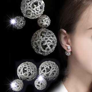 Nanazi Jewelry Rhinestone Filigree Ear Studs