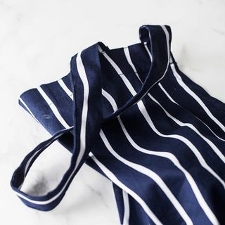 EASY HOME Pinstriped Linen-blend Apron