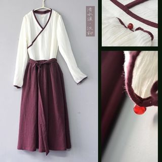 Rivulet Long-Sleeve Wrap Linen Dress