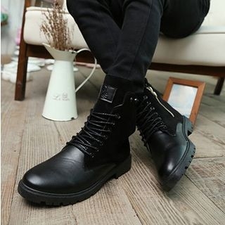 Preppy Boys Faux-Leather Lace-Up Ankle Boots